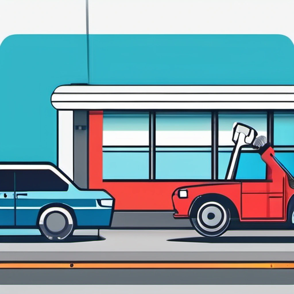 Auto services SEO illustration with car repair and mechanics