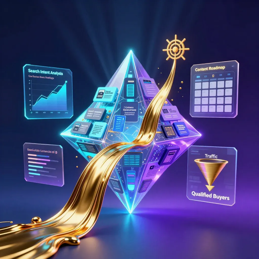 Content strategy illustration with documents and planning