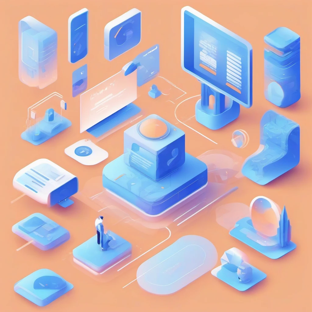 Web development illustration with code and design