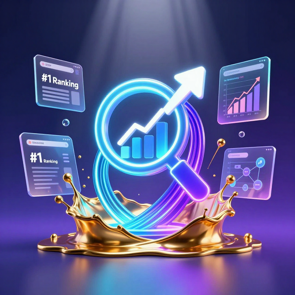 Organic SEO illustration showing search rankings and growth