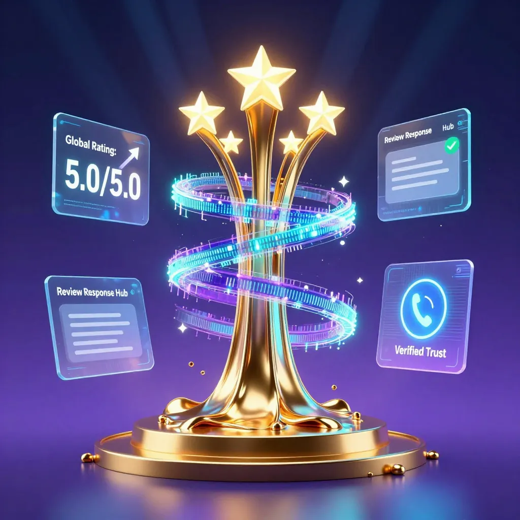 Reputation management illustration with stars and reviews