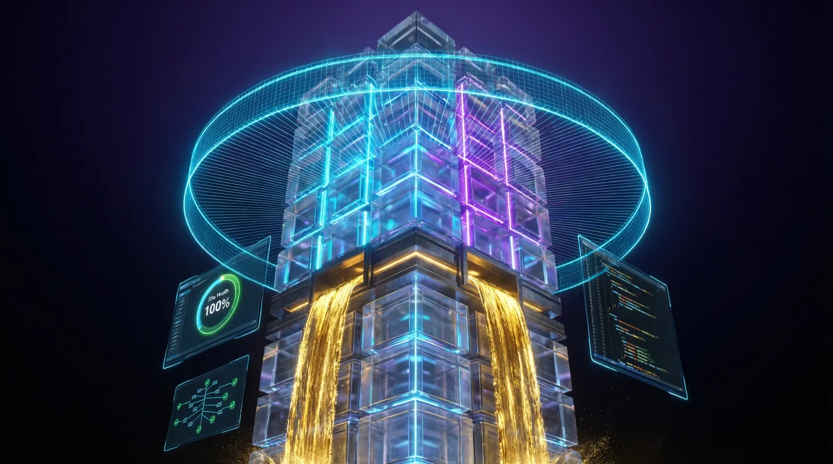 Technical SEO illustration with gears and website performance